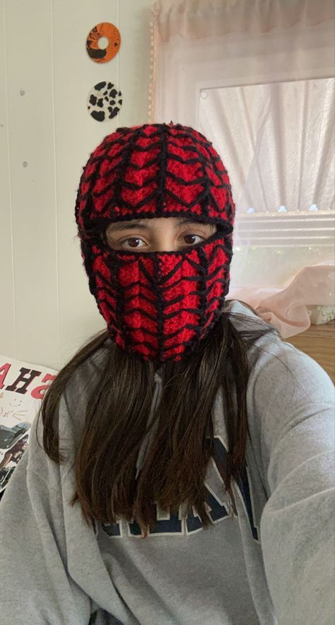 Crochet Spiderman Balaclava, Spiderman Balaclava, Spiderman Crochet, Spiderman Hat, Crochet Design Pattern, Crochet Design, Crochet Stuff, Sleep Mask, Crochet Ideas