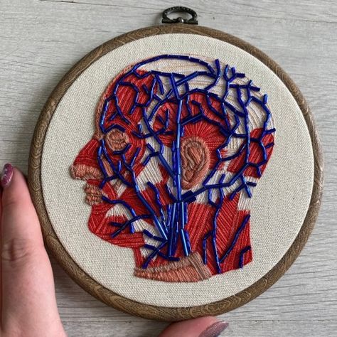 Anatomical Embroidery, Anatomy Embroidery, Art Anatomy, Etsy Embroidery, Embroidery Crafts, Patterned Bedding, Contemporary Embroidery, Simple Embroidery, Sewing Embroidery Designs