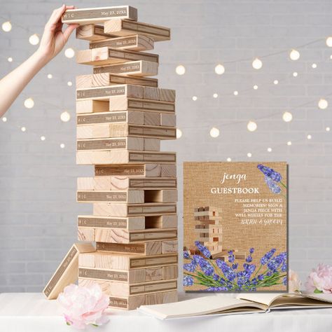 Floral Rustic Wedding Jenga Guest Book Sign Wedding Jenga, Floral Rustic Wedding, Guest Book Sign, Kids Nursery Decor, Free Birthday Invitations, Free Birthday Invitation Templates, Kids Stationery, Create Sign, Top Gifts