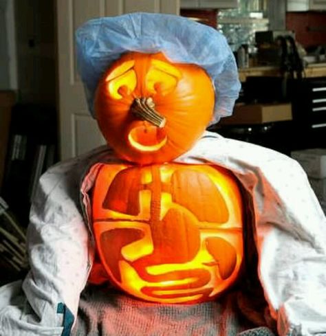 Pumpikn anatomy Surgical Pumpkin Ideas, Medical Pumpkin, Pumpkin Carving Medical Theme, Medical Pumpkin Decorating Contest, Craft Pumpkin Carving, Pumpkin Carving Contest, Pumkin Carving, Pumpkin Decorating Contest, Creative Pumpkin Carving