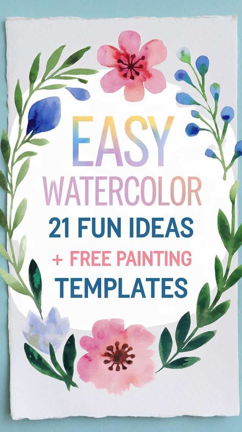 Looking for easy watercolor ideas to spark your creativity? 🌟 Discover 21 simple and fun watercolor inspirations perfect for beginners, including nature scenes, abstract shapes, floral motifs, and more. 🎨 These beginner-friendly ideas come with free printable painting templates to help you get started on your artistic journey. 🖌️ Click to download the templates and start creating beautiful watercolor art today! #WatercolorInspo #EasyWatercolorIdeas #WatercolorTemplates #ArtForBeginners Learn To Paint Flowers, Watercolor Patterns To Paint, Canvas Templates Painting, Diy Watercolor Thank You Cards, Simple Watercolor Painting Ideas, Watercolour Inspiration Beginner, Watercolor Art Lessons Step By Step, Step By Step Watercolor Painting Easy, Watercolor Templates Printables