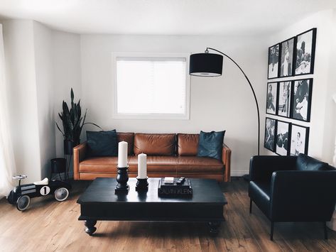 Modern Masculine Minimalist Living Room, Black And Brown Leather Living Room, Brown White And Black Living Room, Black Brown White Living Room, Black Brown And White Living Room, Black White Brown Living Room, Brown Black And White Living Room, Black White And Brown Living Room, Masculine Apartment Decor