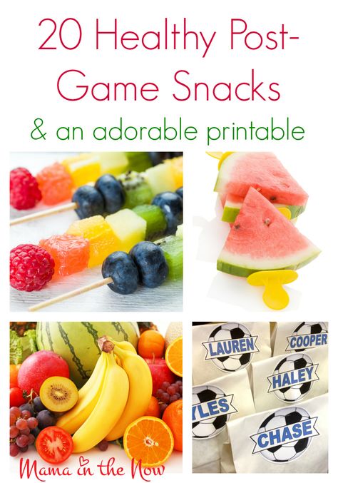 Healthy post-game snacks for sweaty, tired players. Soccer Mom Snacks, Soccer Game Snacks, Football Game Snacks, Soccer Treats, Soccer Snacks, Sports Snacks, Team Snacks, Sweet Potato Skins, Healthy Superbowl Snacks