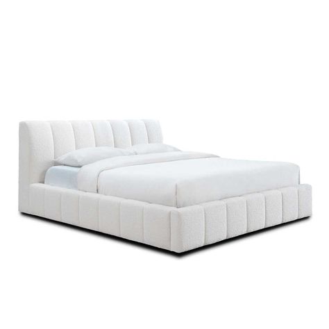 Allocco King Bed (White Boucle) – Life Interiors King Bed White, Room Wishlist, Surf Room, White Bed Frame, White Room Decor, Bed White, Bedroom Deco, Pinterest Room Decor, Preppy Room Decor