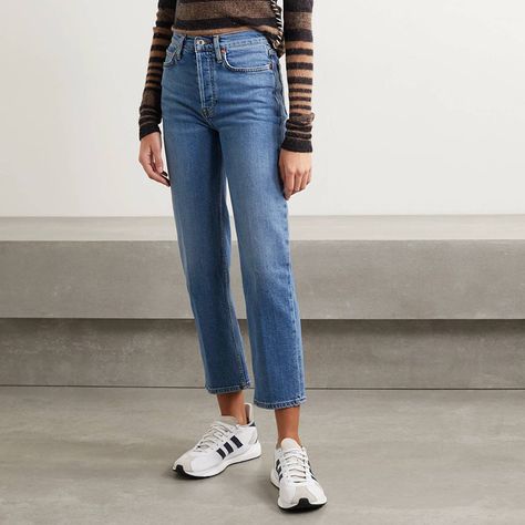 8 Straight-Leg Jeans Fashion People Swear By | Who What Wear Stove Pipe Jeans Outfit, Paris Clothes, Stove Pipe Jeans, Paris Outfits, Jeans Fashion, Levi Jeans 501, Fashion People, Jeans Outfit, The Cream