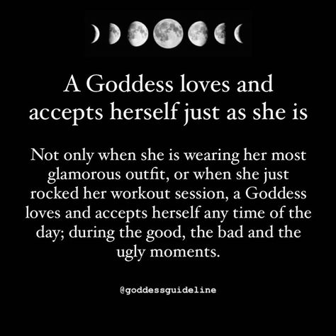 Goddess Guideline on Instagram: “One of the powerful affirmations that fastforward your progress in self-love is this one: "I love and accept myself just as I am". I…” Goddess Quotes Woman Divine Feminine, Goddess Quotes Spirituality, Goddess Quotes Woman, Goddess Energy Quotes, What Is A Goddess, Goddess Affirmations, Goddess Retreat, Awakened Woman, Be A Goddess