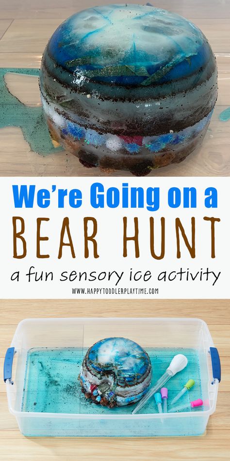 Create this fun icy exploration of the different places they go to in the book We're Going On A Bear Hunt for your child to melt, discover and explore! Going On A Bear Hunt Sensory Bin, Were Going On A Bear Hunt Activities, Going On A Bear Hunt Activities, Bear Hunt Activities, Sensory Stories, Sensory Bins For Toddlers, Sensory Water, Going On A Bear Hunt, Room Activities