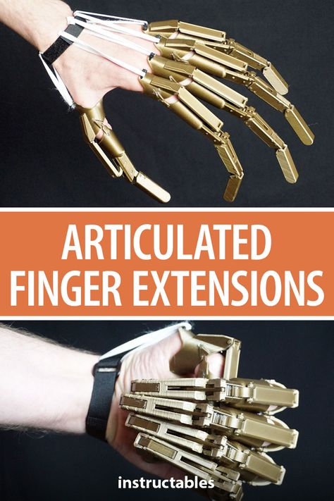 How To Make Articulated Fingers, Functional 3d Printing Ideas, Articulated Finger Extensions, Finger Extensions, Cybernetic Enhancements, Articulated Fingers, Larp Props, Robot Hand, 3d Printer Files