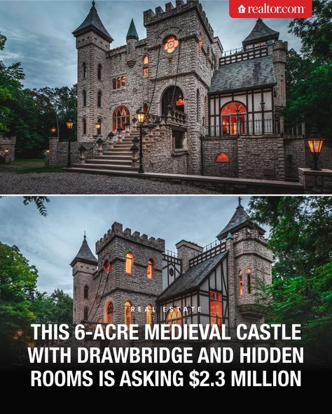 This medieval castle is still on the market 👀 Last sold: $900,000 (2015) Listed: $2,299,000 (2021) Relisted: $2,500,000 (2022) Relisted: $2,350,000 (Feb 2023) Listed for rent: $15,000/month (Apr 2023) Relisted and price change: $2,300,000 (2024) Per the listing, "The castle cost more than $10M to build and has a laundry list of recent upgrades including 6 new high efficiency furnaces + air conditioners, new humidifiers, new boiler, new hot water storage tank, the elevator was serviced and c... Old Castle Interior, Small Castle House Plans, Small Castle House, Castle Style Homes, Castle House Plans, Castle House Design, Marvel Character Design, Laundry List, Small Castles