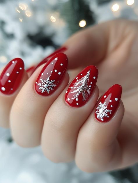 Sleigh your holiday style with 26 stunning red Christmas nail ideas! Explore a palette of crimson hues, from soft rose to deep garnet. These merry manicures will add a touch of classic glamour to your festive look, spreading joy with every flick of your beautifully adorned fingers. Red Nail Designs For Christmas, Christmas Nails 2024 Trends Red, Red Shine Nails, Christmas Red Nail Designs, Red Sparkle Christmas Nails, Red Christmas Nails Simple, Christmas Gel Nails Designs, Nails Christmas Red, Red Christmas Nail Designs