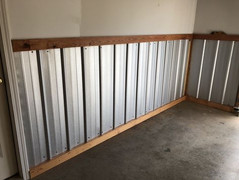 Galvanized Half Wall, Tin Mudroom Wall, Corrugated Metal Wall Mudroom, Corrugated Tin Ceiling Basement, Galvanized Shower Walls Rustic Bathrooms Corrugated Tin, Galvanized Tin Walls, Sheet Metal Wall, Metal Mobile, Corrugated Metal Wall