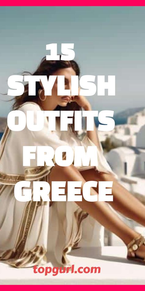 Plan your attire for a stylish yet cozy Greek adventure with these curated outfit inspirations. Elevate your Mediterranean getaway with these chic suggestions that guarantee an unforgettable travel experience. Santorini Outfit Ideas Spring, Mediterranean Chic Outfit, Greece Themed Party Outfit, Crete Outfit Ideas, Greek Aesthetic Fashion, Goddess Outfit Ideas, Santorini Outfit, Spain Outfit Ideas, Spain Outfit