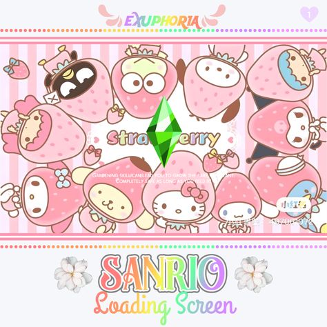 Here's a loading screen for the sims 4 featuring some of the most popular Sanrio characters ❤❤ Cute Sims 4 Loading Screen, Sims 4 Cc Sanrio Clothes, Hello Kitty Loading Screen Sims 4, Sanrio Cc Sims 4, Sanrio Loading Screen Sims 4, Sims 4 Loading Screen Background Anime, Sims 4 Sanrio, Kawaii Cc Sims 4, Sims4cc Loading Screen