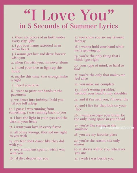 credits to the original owner 5 Seconds Of Summer Lyrics, Summer Lyrics, 5sos Lyrics, Love Yourself Lyrics, I Need You Love, Interesting English Words, Lyric Poster, Taylor Swift Lyrics, Just Lyrics