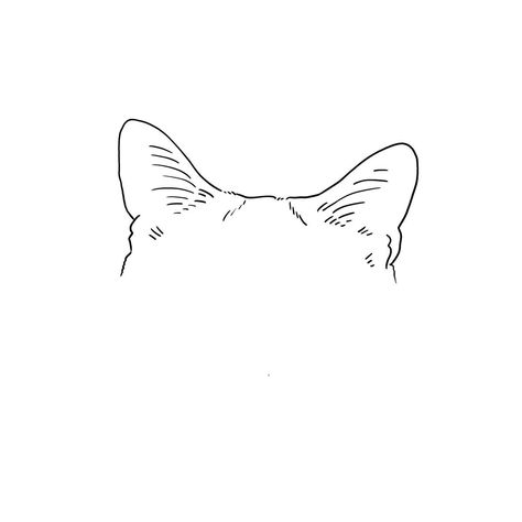 Cat Ear Line Drawing, Pet Outline Tattoo Cat, Cat Ears Tattoo Simple, Cat Line Drawing Simple, Cat Lover Tattoo Minimalist, Cat Head Tattoo Outline, Cat Ear Tattoo Simple, Cat Head Tattoo Simple, Cute Tattoos Cat