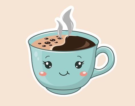 Kawaii cup of tea | Premium Vector #Freepik #vector #cute-coffee #funny-food #tea-cup #funny Kawaii Tea Cup, Kawaii Vector, Kawaii Cups, Tea Wallpaper, Funny Cups, Coffee Funny, Paper Coffee Cup, Coffee Pictures, Cafe Art