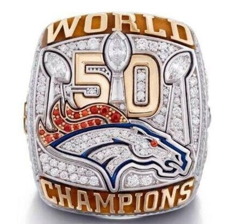 Denver Broncos 2016 Super Bowl Ring - Von Miller - Exquisite Replica Size 9 - Shipped from USA - Brought to you by Avarsha.com Bronco Cheerleaders, Football Rings, Denver Broncos Baby, Denver Bronco, Denver Broncos Logo, Super Bowl Rings, Broncos Logo, Von Miller, Go Broncos