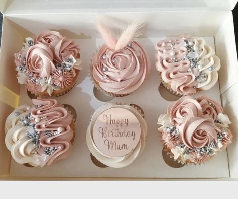 Happy Birthday Cupcake Topper, 60th Birthday Cupcakes, 40th Birthday Cupcakes, 50th Birthday Cupcakes, Charm Cake, 50th Birthday Themes, Happy 55th Birthday, Anniversary Cupcakes, Happy Birthday Mum