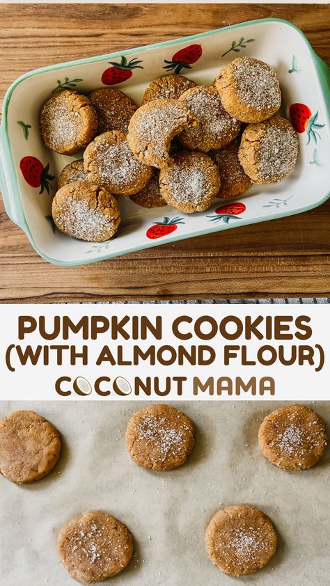 Start prepping for autumn with these soft, spice-filled Harvest Pumpkin Cookies (with Almond Flour)! Healthy Pumpkin Cookies Almond Flour, Halloween Cookies Healthy, Pumpkin Almond Flour Cookies, Almond Flour Honey Cookies, Best Almond Flour Cookies, Almond Flour Cookies Healthy, Almond Flour Pumpkin Cookies, Almond Flour Pumpkin Muffins, Almond Flour Shortbread