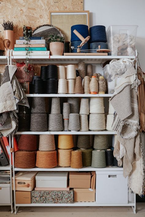 The Studio — Maria Sigma | Woven Textiles Weaving Studio, Art Studio Design, Hand Woven Blanket, Woven Textiles, Elegant Interior Design, Art Studio At Home, Studio Organization, Sustainable Textiles, Stone Cottage