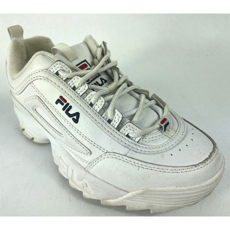 Fila Disruptor II Premium Sneakers Women's 6.5 All White Leather Tennis Shoes White Leather Tennis Shoes, Fila Running Shoes, Fila Disruptor 2, Womens White Trainers, Fila Disruptor, Fila Disruptors, White Casual Shoes, Fila Shoes, Dad Shoes