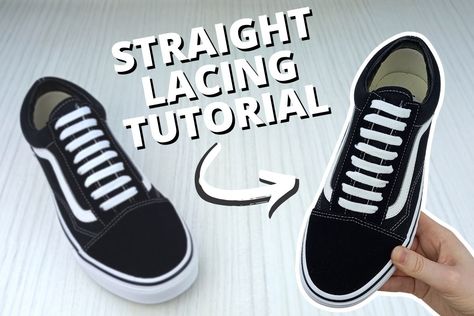 Straight Lacing Tutorial: EASY Guide (With Photos) - Wearably Weird Ladder Lace Shoes Tutorial, How To Straight Lace Shoes, How To Bar Lace Shoes, Unique Ways To Lace Shoes, Vans Shoe Laces Ideas, Lacing High Tops, Fun Ways To Tie Shoe Laces, Lacing Shoes No Tie Slip On, Vans Laces Ideas