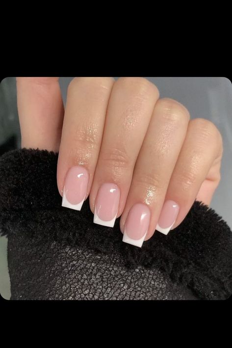 Simple Square Nails French Tip, French Nail Designs Square Short, Short Tapered Square French Tip Acrylics, Simple French Tip Nails Long, Neutral Nails With Small Design, Square French Gel Nails, Narrow Square French Tip Nails, Simple Nails Acrylic French Tips, Short Coffin French Tip Acrylic Nails