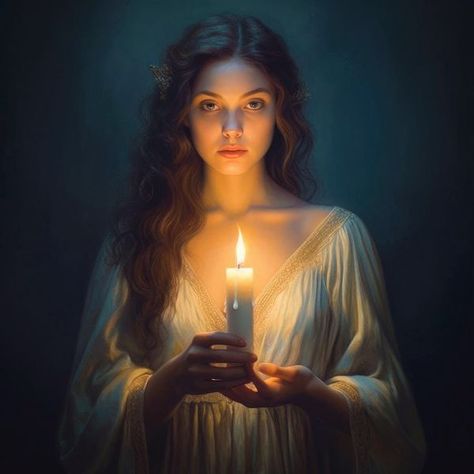 Candle Reference, Woman With Candle, Holding Candle, Night Lights, Female Portrait, Art Reference Poses, Beautiful Woman, In The Dark, Light In The Dark