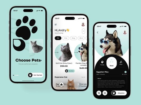 Pet Adoption App Design by Hasnur Alam Ujjol for Mouse Potato Lab on Dribbble Pet Adoption App Design, Pet App Design, Pet Instagram, Ux Portfolio, Hotel Booking App, App Frame, Ux App Design, Uiux Design, Mobile App Design Inspiration