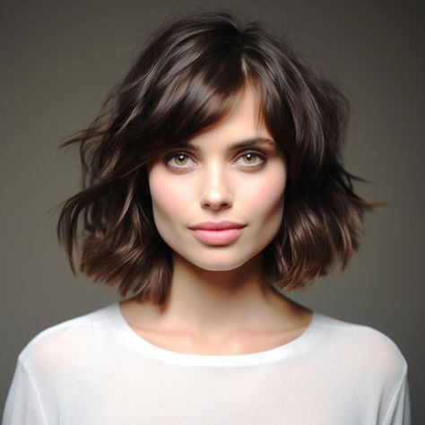 Short Bob Hairstyles For Square Faces, Bangs For A Square Face, Long Bob With Bangs Square Face, Short Wavy Hair With Side Bangs, Short Wavy Hair Side Bangs, Haircut For Square Face Wavy Hair, Short Bob Square Face, Wavy Bob Side Part, Bob For Square Face