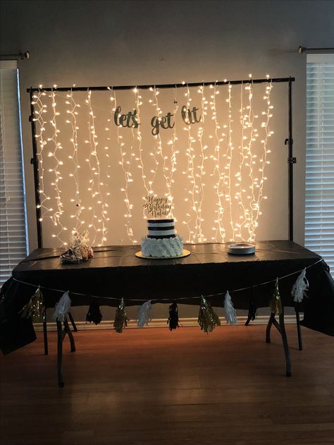 Let’s get lit birthday party Late Night Birthday Celebration, 22th Birthday Ideas, Lit Party, 17th Birthday Party Ideas, 18th Birthday Party Themes, Birthday Lights, 50th Birthday Party Decorations, 20th Birthday Party, 21st Birthday Decorations