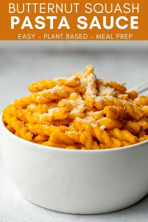 Make a creamy vegan Butternut Squash Pasta Sauce with just a few simple ingredients. This simple recipe makes for the perfect fall comfort food. Pasta Sauce Dairy Free, Frozen Squash, Vegan Butternut Squash Pasta, Pasta Sauce Easy, Squash Pasta Sauce, Butternut Squash Pasta Sauce, Plant Based Meal, Healthy Butternut Squash, Frozen Butternut Squash