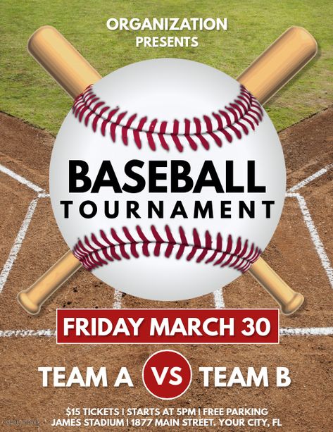 Baseball sport flyer, baseball tournament template, baseball game flyers, sports tournament flyers, sports game, baseball flyers, sports team. Baseball Template, Baseball Tournament, Baseball Posters, Promotional Flyers, Baseball Theme, Sports Flyer, Baseball Design, Event Flyers, Baseball Game