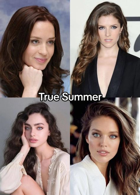 True summer color analysis reveals cool, soft shades for your wardrobe. Opt for online color analysis at Four Seasons Studio for accurate, affordable results. True Summer Vs Cool Summer, True Summer Color Analysis, Cool Summer Type, True Summer Hair Color, True Summer Hair, True Summer Celebrities, True Summer Colors, True Cool Summer, Soft Summer Celebrities