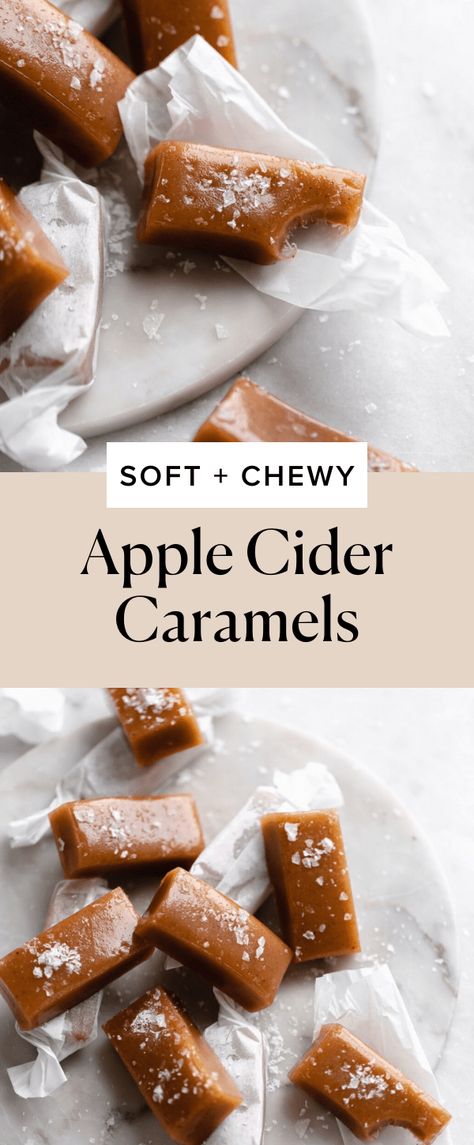 Apple Cider Desserts, Soft Caramels Recipe, Baking Autumn, Apple Cider Uses, Soft Caramels, Broma Bakery, Apple Cider Recipe, Apple Cider Caramels, Spiced Apple Cider