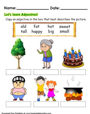 Adjectives For Kids, First Grade Reading Comprehension, Worksheet For Preschool, English Grammar For Kids, Adjective Worksheet, Describing Words, Kindergarten Phonics Worksheets, Nouns And Adjectives, English Worksheet