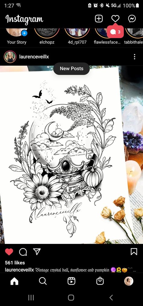 Creative Half Sleeve Tattoos For Women, Nature Witchy Tattoos, Witchy Feminine Tattoos, Boho Witchy Tattoos, Witch Garden Tattoo, Tattoo Sleeve Witchy, Shaded Arm Tattoos For Women, Sleeve Tattoo Themes For Women, Ladies Arm Sleeve Tattoo Ideas