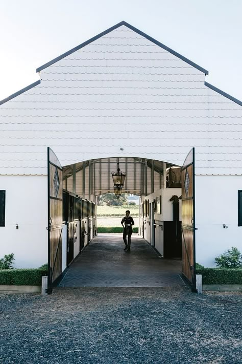 Horse rider Meaghan Willis' dream was to own a property that would allow her to live close to her horses. That was exactly what she found at Jimsbury Park at Hanging Rock, Victoria. It is where she has created a formal country garden and her dream stables. Luxury Horse Barns, Dream Barn Stables, Horse Barn Ideas Stables, Horse Barn Designs, Dream Stables, Hanging Rock, Dream Horse Barns, Horse Barn Plans, Stables Design