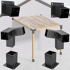 Heavy Duty 15°Slanted Roof Wall Mount 4x4 Pergola Bracket Kit,TROPTOLKY Angled 4x4 Wood Post Bracket,DIY Pergola Gazebo Kit 3-Way(6PCS) 4x4 Pergola, Wall Pergola, Slanted Roof, Wall Mounted Pergola, Tent Ideas, Pergola Gazebo, Gazebo Roof, Pergola Pictures, Yard Furniture