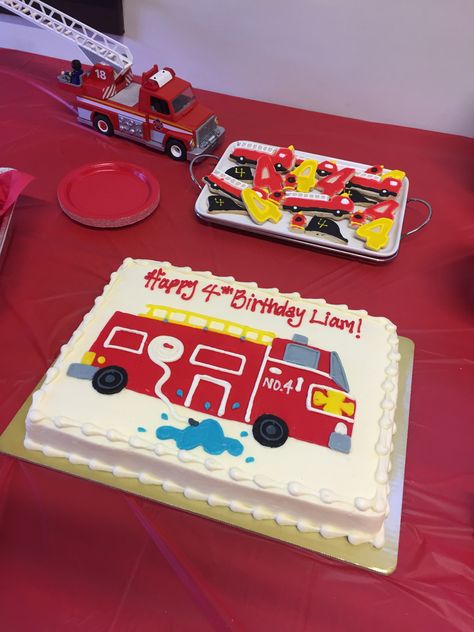 Fire Station Birthday Cake, Fireman Cake, Fire Station, 4th Birthday, 3rd Birthday, Firefighter, Kids Birthday, Birthday Party, Cake