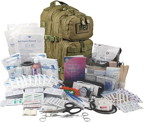 Amazon.com: Luminary Global Tactical Trauma Kit Fully Stocked First Aid Kit Backpack EMS/EMT First Responder Medical Bug Out Bag for Preppers Professionals and Outdoorsman (Olive Drab) : Health & Household Med Kit, Medical Backpack, Camping Gear Survival, Emergency Blankets, Survival Supplies, Prepper Survival, Medical Kit, Work Gear, Bug Out Bag