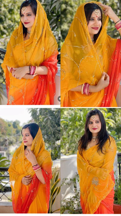 Rajputi Saree Look, Darbari Sarees, Poshak Rajputi, Traditional Poses, Saree Pose, Rajasthani Bride, Indian Bride Poses, Rajasthani Dress, Pure Chiffon Sarees