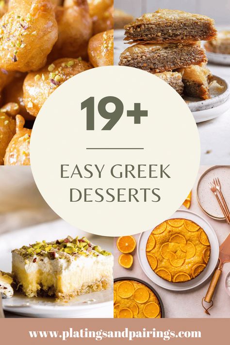 Wondering what the best Greek desserts are? From the famous baklava of Cyprus to the tasty galaktoboureko of Crete, Greek dessert recipes are traditional favorites that tantalize the taste buds. Here are 19+ of the BEST Greek dessert recipes to try! Greek Food Desserts, Greek Pudding Desserts, Greek Lenten Desserts, Greek Dessert Recipes Authentic, Best Greek Desserts, Vegan Greek Desserts, Greek Deserts Aesthetic, Greek Desserts Easy Baklava Recipe, Greek Party Food Desserts