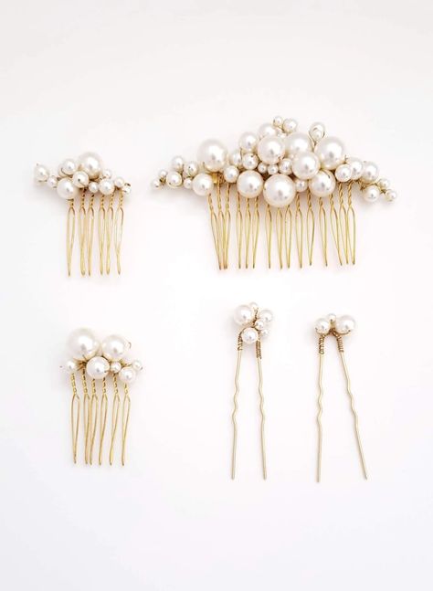 Hair Adornments - headpieces, hair vines, headbands, hairpins | Twigs & Honey ®, LLC Hair Pins Diy, Pearl Bridal Comb, Hair Accessories Pins, Bead Hair Accessories, Pearl Hair Combs, Gold Hair Pin, Hair Accessories Pearl, Hair Adornments, Bridal Comb