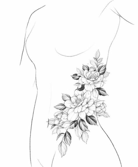 Tattoo Designs Minimalist, Side Stomach Tattoos, Tattoos Floral, Tattoos Watercolor, Tattoos Forearm, Stomach Tattoos Women, Floral Tattoos, Hip Tattoos Women, Watercolor Tattoos