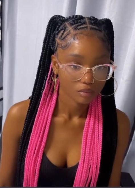 ˚୨୧⋆ @bella2angel Knotless Box Braids With Pink Beads, Hair Styles For Teens Girl Black Braids, Hairstyle Ideas Weave Braids, Hair Styles For 14yrs, Braids For 11yrs, Braids For 9-10, Back To School Hairstyles Weave Braids, Birthday Hairstyles For Black Girls 13, Cute Back To School Braided Hairstyles