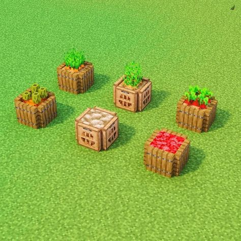 Minecraft Outdoor Decor Ideas, Minecraft Farm Decoration, Minecraft Outdoor Decorations, Minecraft Plant Decor, Minecraft Decorations Outside, Minecraft Farm Ideas Crops, Minecraft Market, Minecraft Garden, Minecraft Decoration