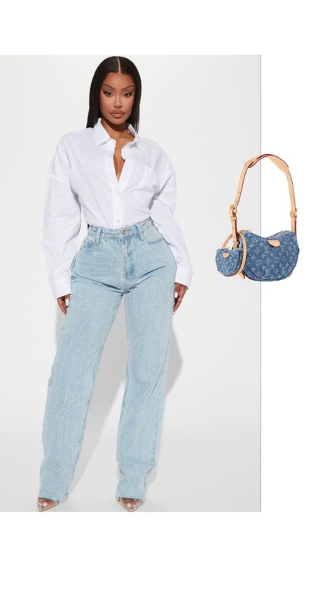 Blue Jeans With White Top, Style Classe, Button Down Shirt Women, Oversize Outfit, Fashion Nova Outfits, Work Dresses For Women, Effortlessly Chic Outfits, Jeans Casual, Streetwear Fashion Women