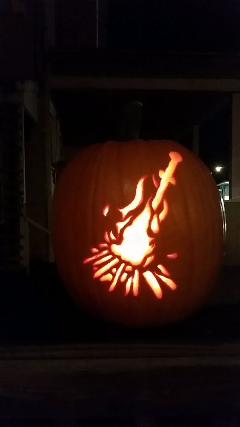 Bonfire Pumpkin #DarkSouls Rotten Pumpkin, Bonfire Lit, Bonfire Party, Halloween Pumpkin Designs, Horror Makeup, Light Games, Video Game Memes, Gaming Tips, Video Games Funny