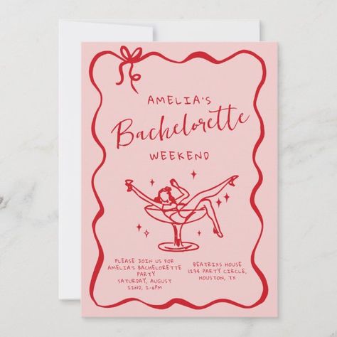 pink Handwritten Hand draw Hens bachelorette party Invitation Mom Bachelorette Party, Aesthetic Hens Party, Hens Ideas Party, Bachelorette Save The Date, Valentines Theme Bachelorette Party, Hens Party Invite, Bachelorette Invites Template, Hens Invitations, Bach Invitation